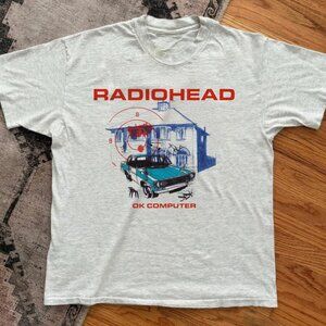 Vintage Radiohead OK Computer T-shirt Gray, 1997 Tour Merch For True Music Fans